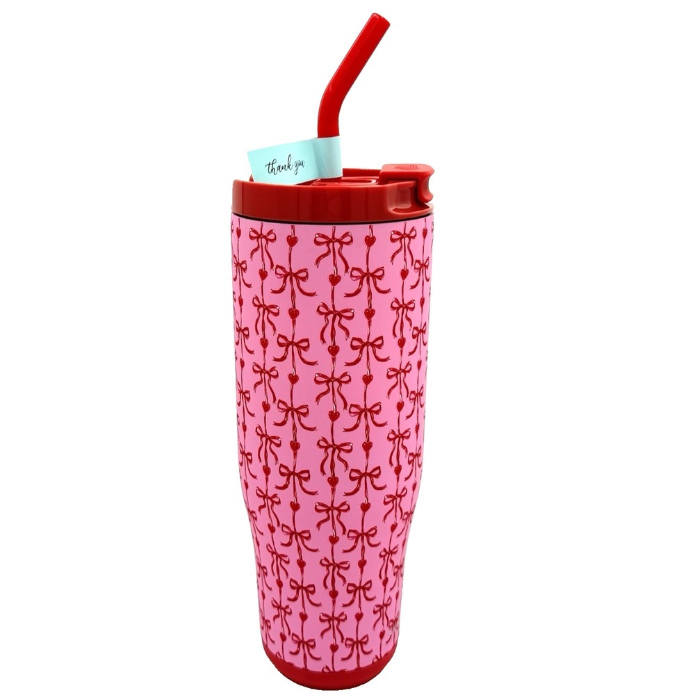Simply Southern Pink Bow 40oz Tumbler with Handle and Reusable Straw Travel NEW - Picture 6 of 11